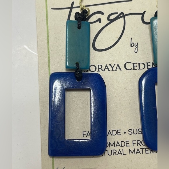 Tagua Nut Artisan Made Fair Trade Sustainable Geometric Earrings.​​ New with Tag - Picture 3 of 4